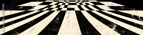 Vintage Black and White Checkerboard Pattern with Distressed Texture