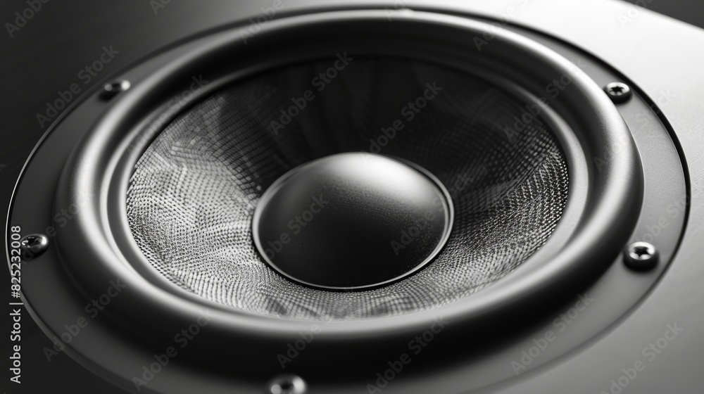 A minimalist close-up of a subwoofer speaker's cone, its stark black and white contrast emphasizing the purity and intensity of the sound. A minimalist close-up of a subwoofer speaker's cone, its stark black and white contrast emphasizing the purity and intensity of the sound.