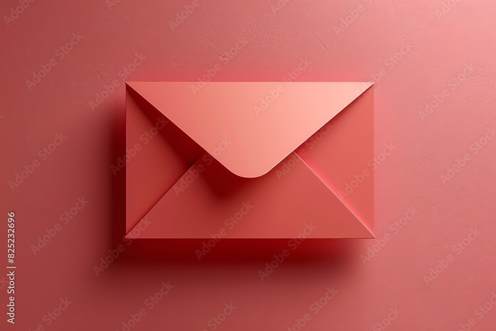 Top view of red envelope, email letter, emails and messages Top view of red envelope, email letter, emails and messages