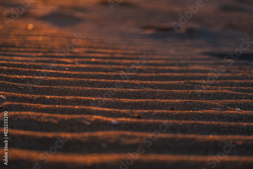 Texture of sand waves on beach. photo