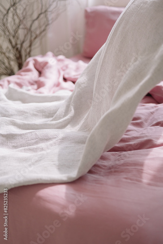 Wallpaper Mural Close-up of pink bed linen texture and folds Torontodigital.ca