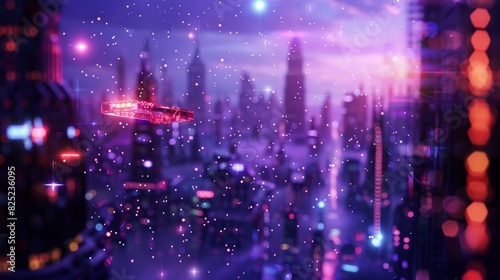Futuristic city lights cyberpunk aesthetic background