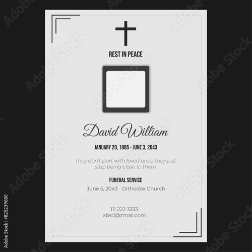 funeral card template illustration