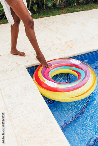 Colorful Pool Float on Sunny Day photo