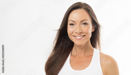 Beautiful matute woman on white background photo