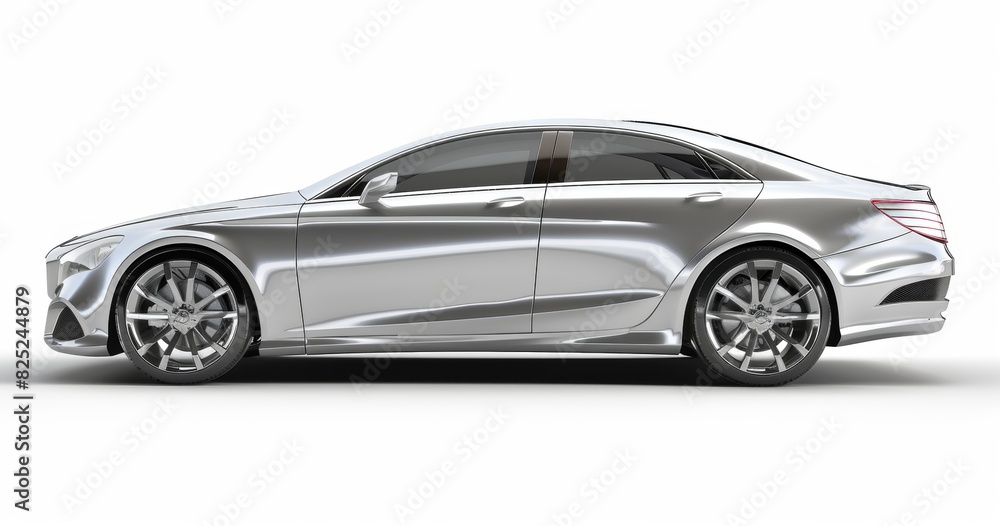 silver modern sedan concept car isolated on white background Generative AI silver modern sedan concept car isolated on white background Generative AI