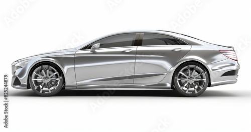 silver modern sedan concept car isolated on white background Generative AI