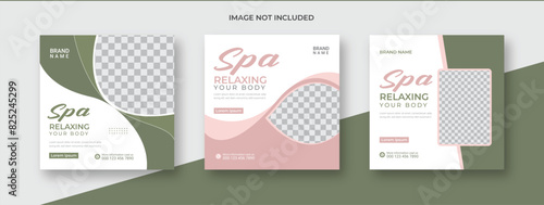 Beauty & spa salon flyer social media post template design. Makeup parlour, health or body massage, . Instagram post set design template
