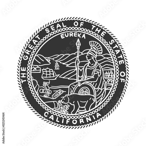 California Seal Icon Silhouette Illustration. State Vector Graphic Pictogram Symbol Clip Art. Doodle Sketch Black Sign.
