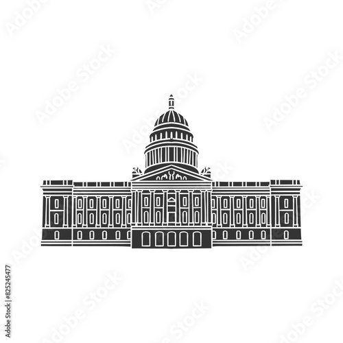 Californian Capitol Icon Silhouette Illustration. Buildings Vector Graphic Pictogram Symbol Clip Art. Doodle Sketch Black Sign.