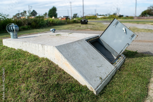 Storm shelter door open