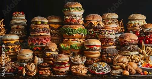 a table filled with loads of food, stacked on top of eachother photo