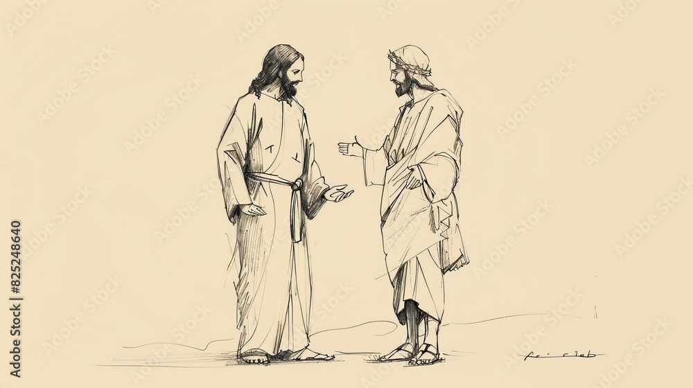 Jesus Standing Beside a Person Facing a Difficult Decision, Offering Guidance, Biblical Illustration of Support and Wisdom Jesus Standing Beside a Person Facing a Difficult Decision, Offering Guidance, Biblical Illustration of Support and Wisdom
