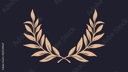 Laurel wreath. Olive greek leaf. Winner art emblem photo