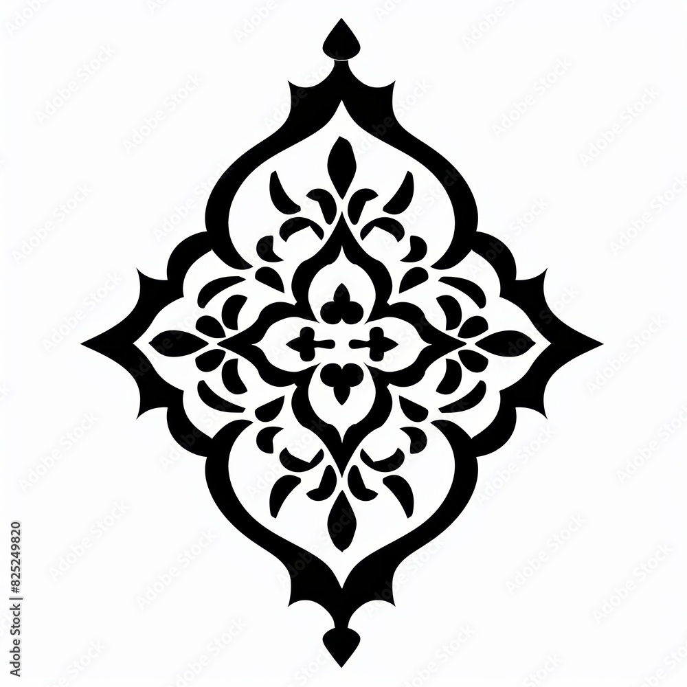 black moroccan shape on white background