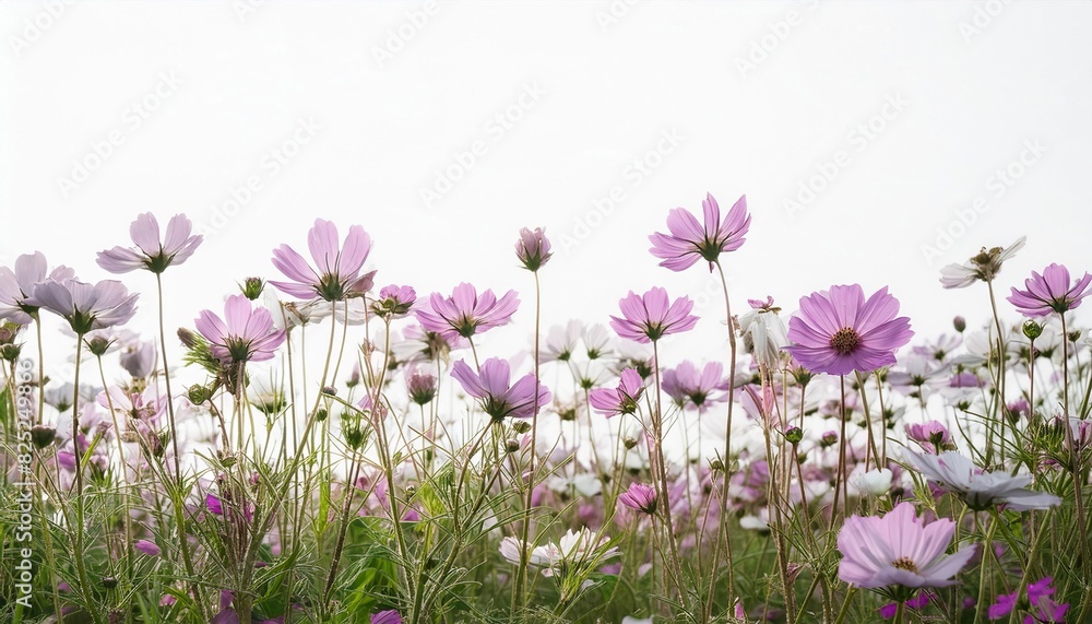 flower field border isolated on white background flower field border isolated on white background