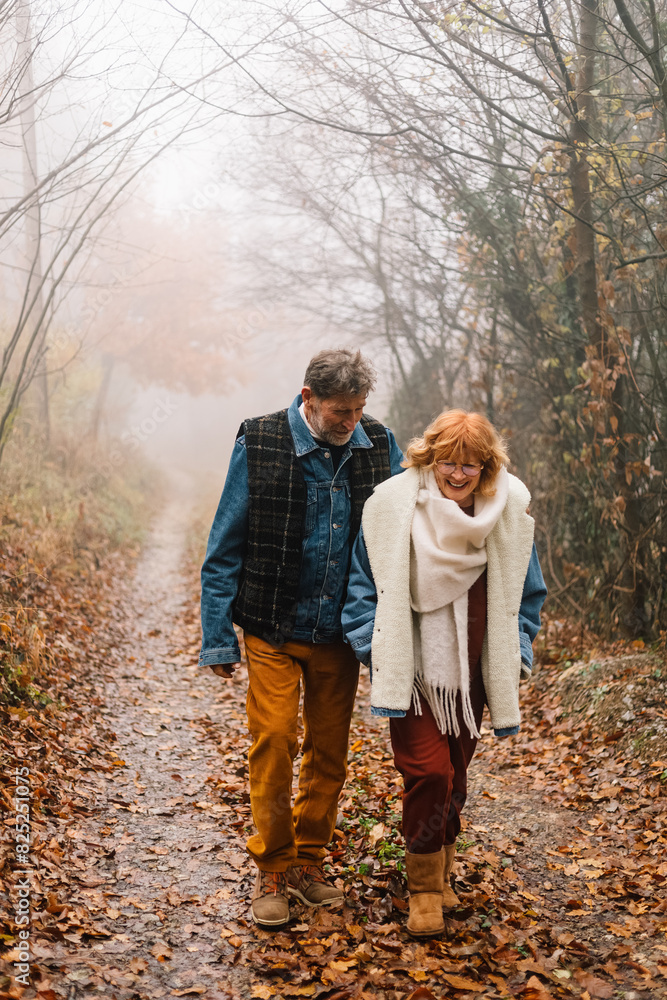 Couple hiking in countryside Couple hiking in countryside