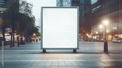 mock up of blank advertising billboard or light box showcase poster template on city street