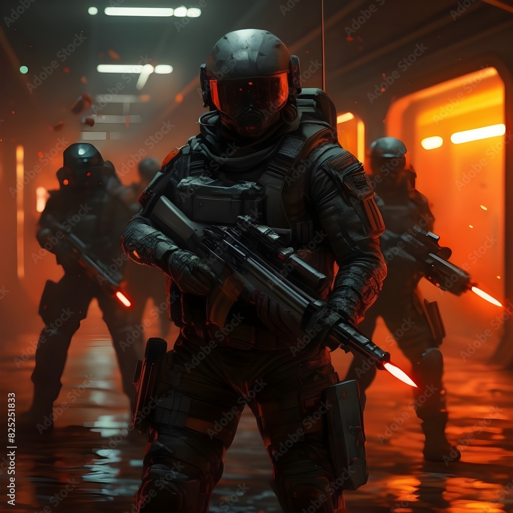 Fototapeta premium soldier in action