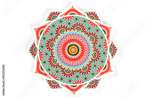 Original ceramic glass coaster with geometic pattern in Moroccan style