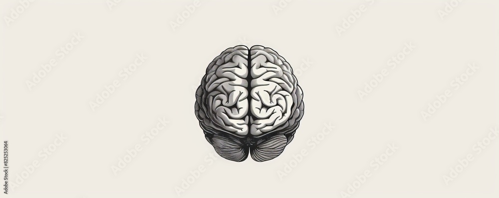 The image is a black and white drawing of a human brain. The brain is ...