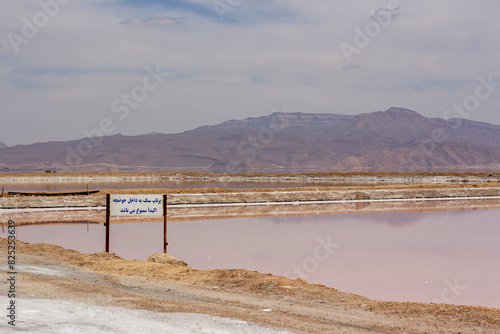 Maharlou Pink Lake Boats, Near Shiraz photo