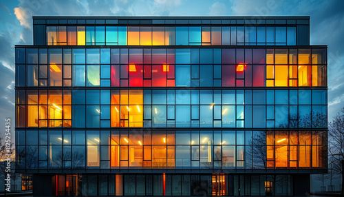 A tall building with many windows and a colorful facade by AI generated image