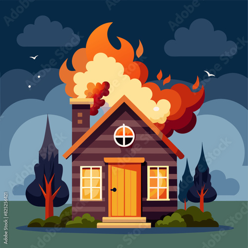 home fire with smoke coming from a burning chamber under the door