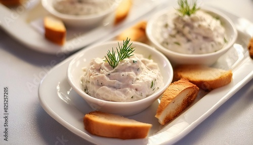 Taramosalata - Greek spread paste from fish, shrimps and caviar served at restaurant, generative AI photo