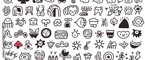 Collection of Black and White Icons for Various Themes