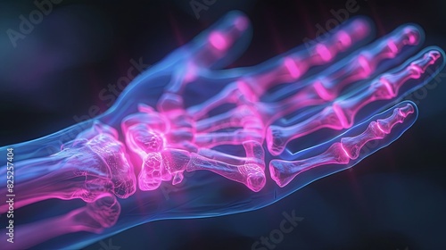 Fototapeta Naklejka Na Ścianę i Meble -  3D X-ray illustration showing wrist pain due to carpal tunnel syndrome.