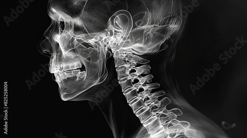 3D X-ray image depicting neck pain from cervical spondylosis