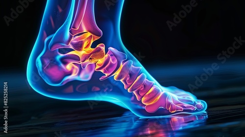 3D X-ray view of ankle pain caused by a sprain.