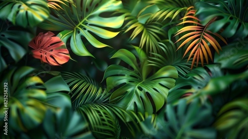 Background Tropical. In this green symphony, every element of the rainforest plays its part, coming together in a breathtaking crescendo that celebrates the beauty and diversity of life in the tropics photo
