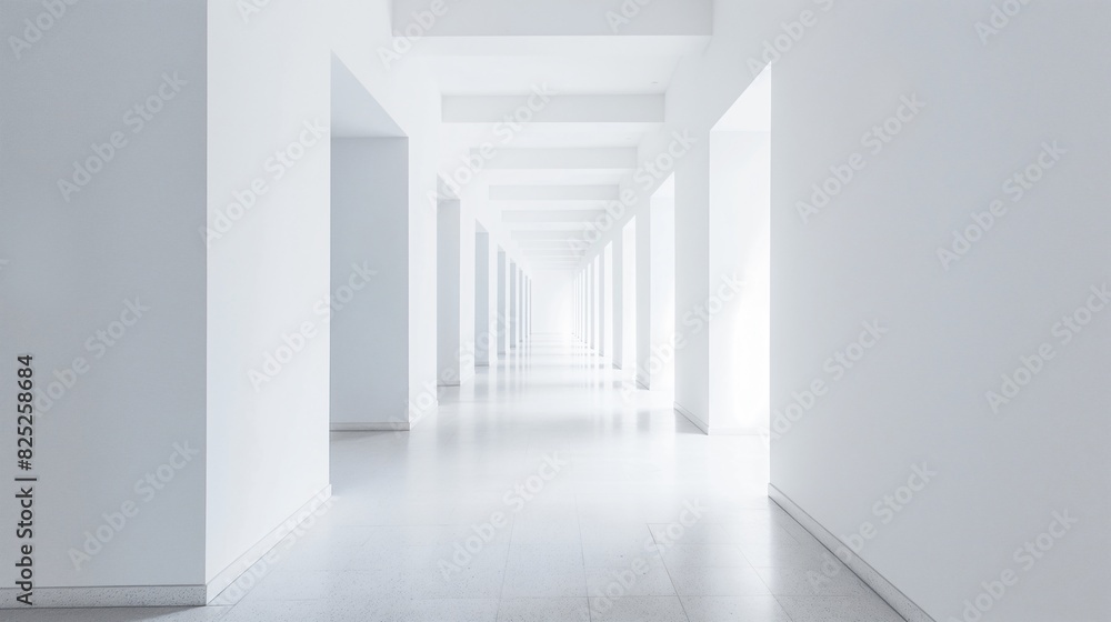 Obraz premium A white space decorated with minimalist architecture to create a clean, modern aesthetic, emphasizing contemporary design and simplicity.