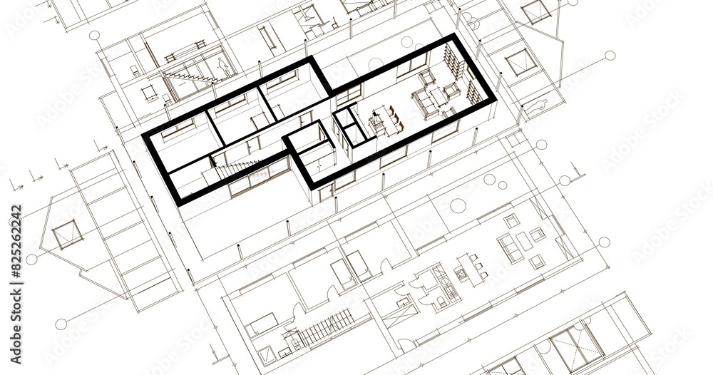 house architectural project sketch 3d illustration
house architectural project sketch 3d illustration