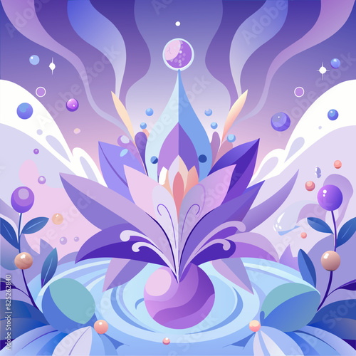 an ethereal blend of lilac and periwinkle abstract blooming shape