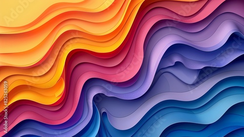 papercut design with layered waves in vibrant gradients