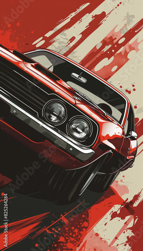 Classic red sport car poster