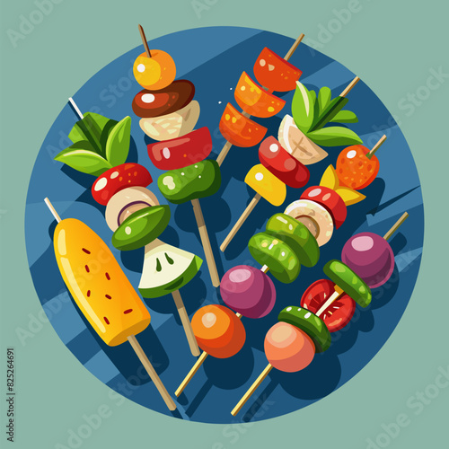 vegetable skewers with a variety of grilled vegetables.
