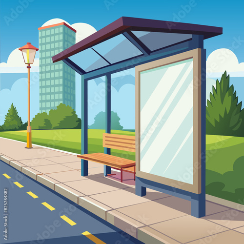 Mockup of blank advertising light box on the bus stop