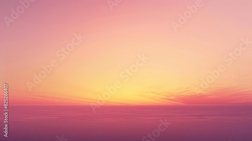 Serene pastel sunset over calm ocean, blending soft pink, purple, and yellow hues in a tranquil and peaceful sky horizon. © Panuma