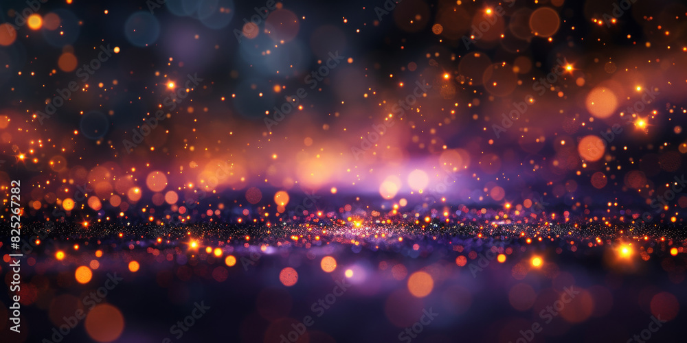Obraz premium background of abstract glitter lights. purple, gold and black banner