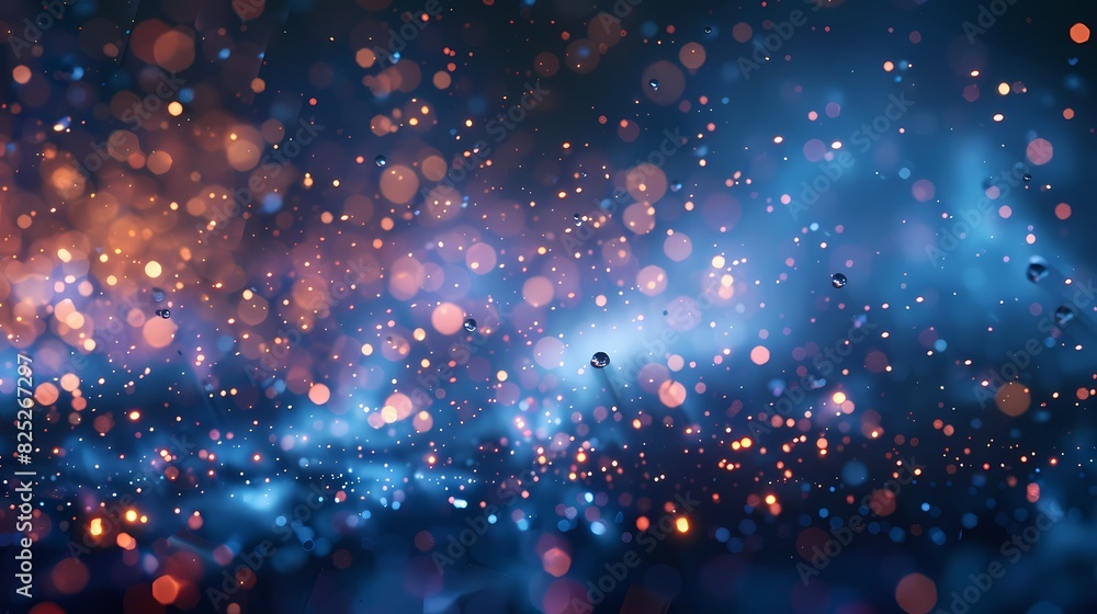 A scene of a particle drizzle, with a background of particles of matter and energy A scene of a particle drizzle, with a background of particles of matter and energy