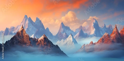 Breathtaking Mountain Landscape at Sunset with Vibrant Colors and Majestic Peaks, Capturing the Beauty of Nature in a Stunning Scenic View, Perfect for Nature Lovers and Outdoor Enthusiasts
