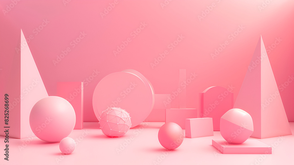 Empty podium with realistic spheres,background abstract pedestal board, art display mockup product decoration stand wallpaper ,Premium podium, stand on pastels, light pink background