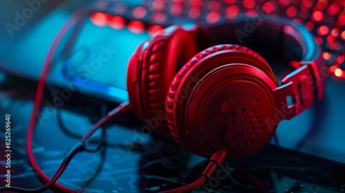 The red gaming headphones photo