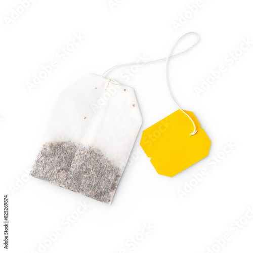 tea bag with string with shadow isolated on transparent background