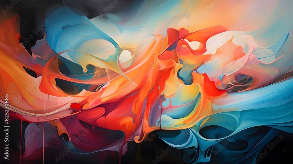 Obraz premium Abstract Digital Art with Swirling Colors and Gradient Effects