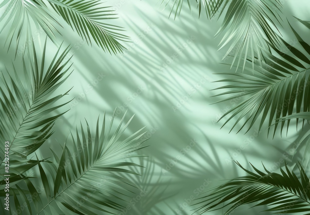 Lush Green Palm Leaves Creating Tropical Shadows Lush Green Palm Leaves Creating Tropical Shadows